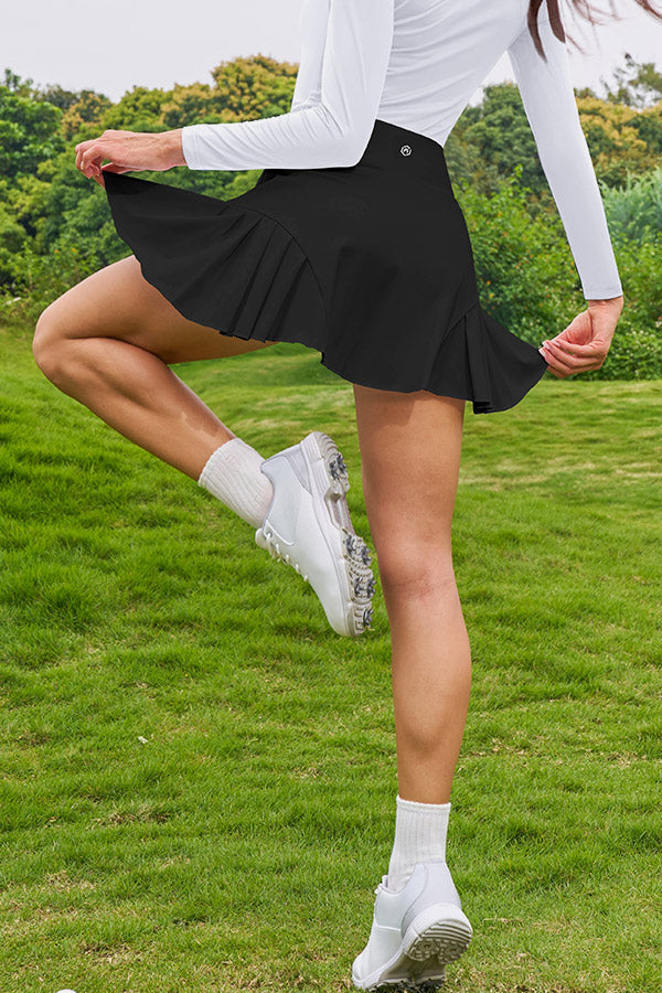 Black High Waist Pleated Golf Skirt Women's Tennis Skirt