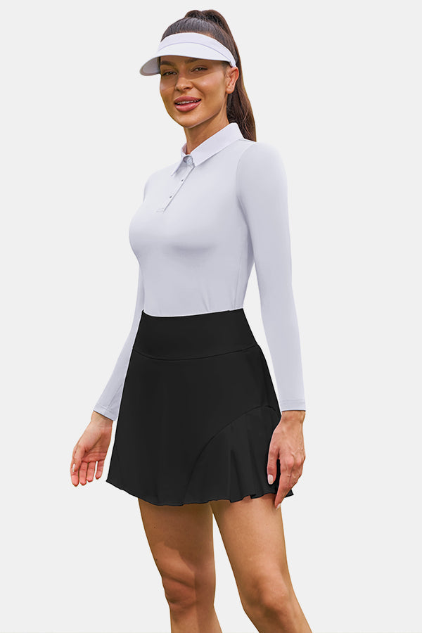 Black High Waist Pleated Golf Skirt Women's Tennis Skirt