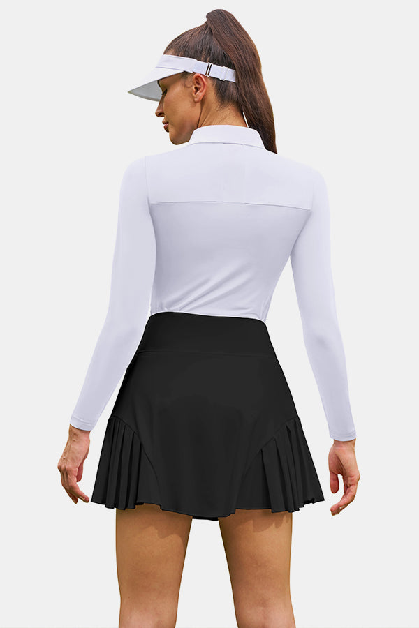 Black High Waist Pleated Golf Skirt Women's Tennis Skirt