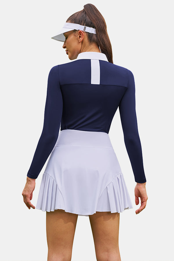 White High Waist Pleated Golf Skirt Sports Casual Skirt