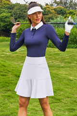 White 19" Knee-Length Tennis Golf Ruffle Miniskirt