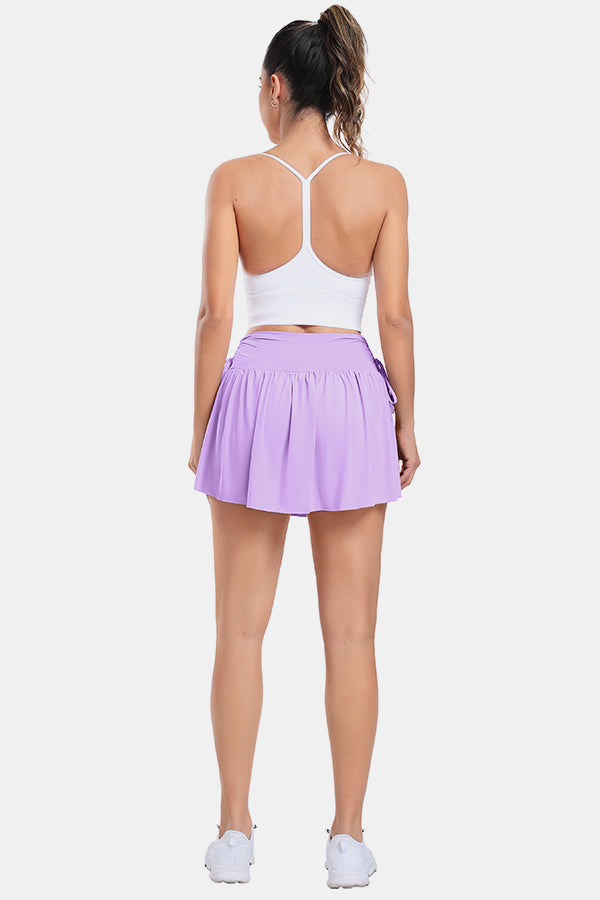 Purple High-Waisted Side Drawstring Tennis Skirt Sports Skirt