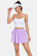 Purple High-Waisted Side Drawstring Tennis Skirt Sports Skirt