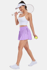 Purple High-Waisted Side Drawstring Tennis Skirt Sports Skirt