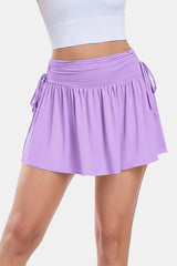 Purple High-Waisted Side Drawstring Tennis Skirt Sports Skirt