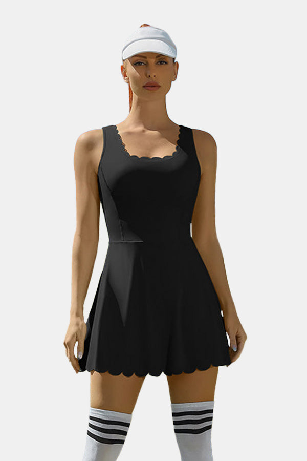 Black Athletic Women's Tennis Dress with Pockets, Black/Size L Black Athletic Women's Tennis Dress with Pockets, Black/Size L