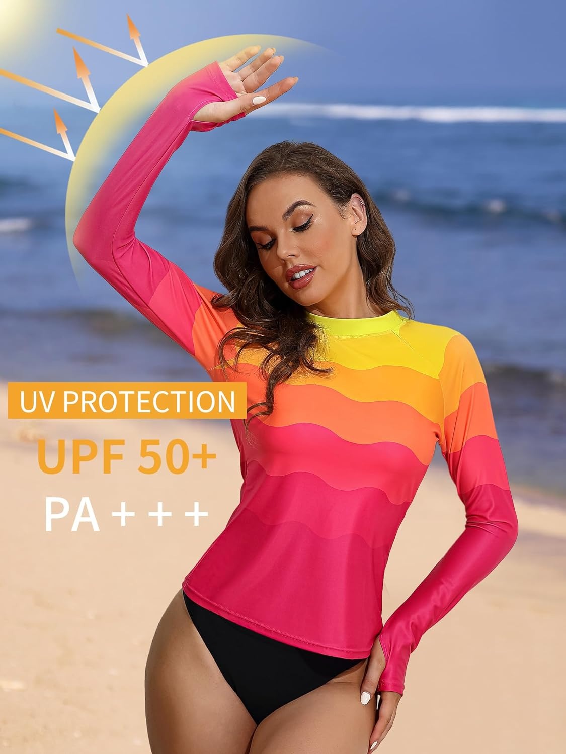 UV Sun Water ripple Lightweight Printed Shirts with Thumb Holes