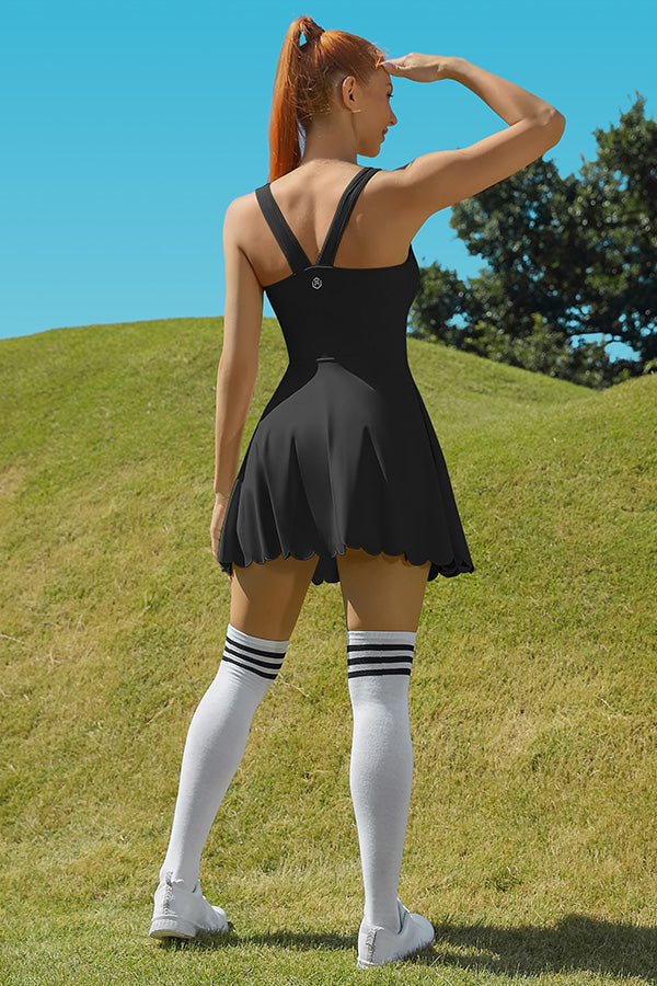 Black Athletic Women's Tennis Dress with Pockets, Black/Size L Black Athletic Women's Tennis Dress with Pockets, Black/Size L