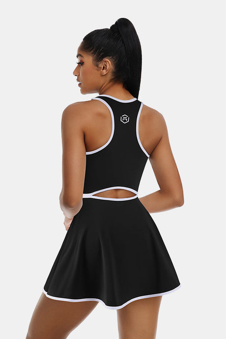 Robe de tennis robe d'entraînement avec short et soutien-gorge intégré sans manches