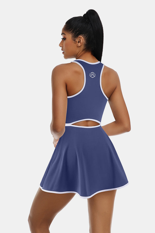 Robe de tennis robe d'entraînement avec short et soutien-gorge intégré sans manches