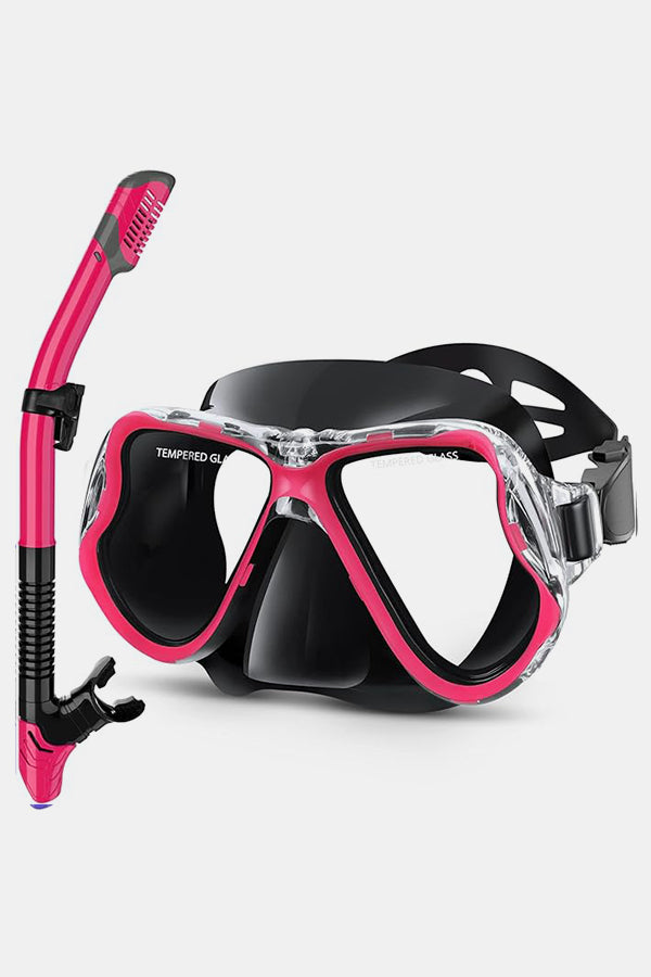 Adults Dry Snorkel Set Panoramic Wide View Anti-Fog Scuba Diving Mask