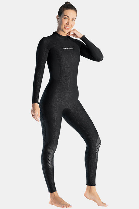 Manga larga de mujeres de una pieza de 3 mm Wetsuit Black Upf 50+