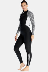 One-Piece Long Sleeve Geometric Pattern Thickened Warm Protective 3MM Wetsuit