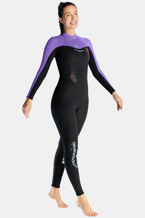 Women's 3MM Cold-Proof Long Sleeve One-Piece Purple Wetsuit – Attraco