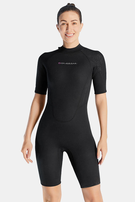 Cold-Proof And Warm One-Piece Short Sleeve 3MM Women's Black Wetsuit