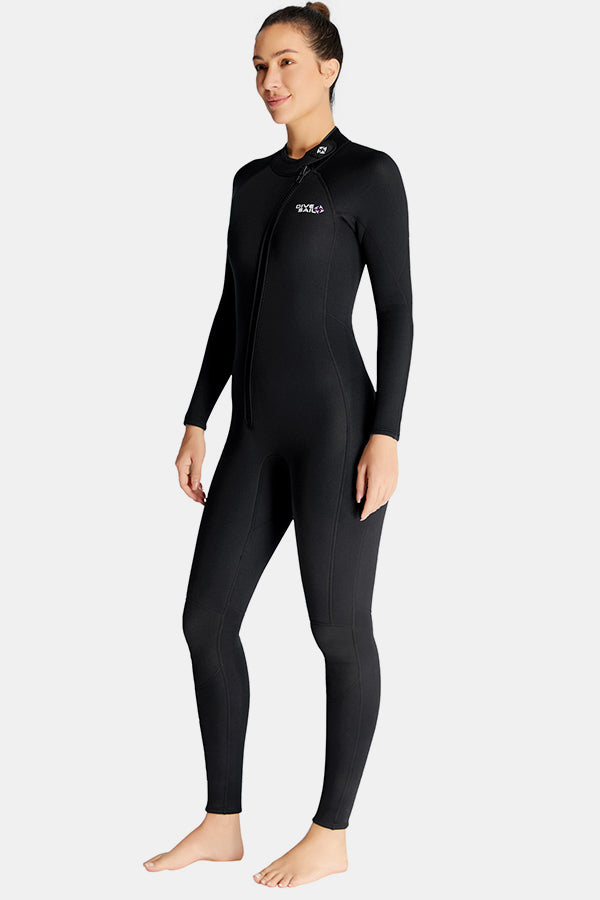 Long Sleeve One-Piece Black Wetsuit for Sun Protection