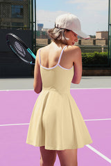 Women's Adjustable Yellow Tennis Dress With Shorts Golf Dress