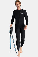 Men's Long Sleeve One-Piece Black Wetsuit for Sun Protection