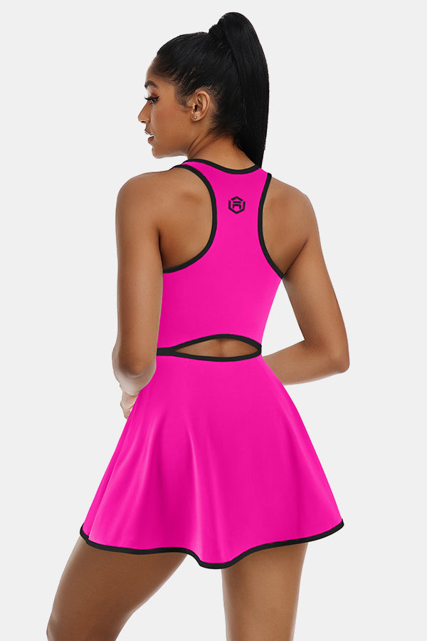 Robe de tennis robe d'entraînement avec short et soutien-gorge intégré sans manches