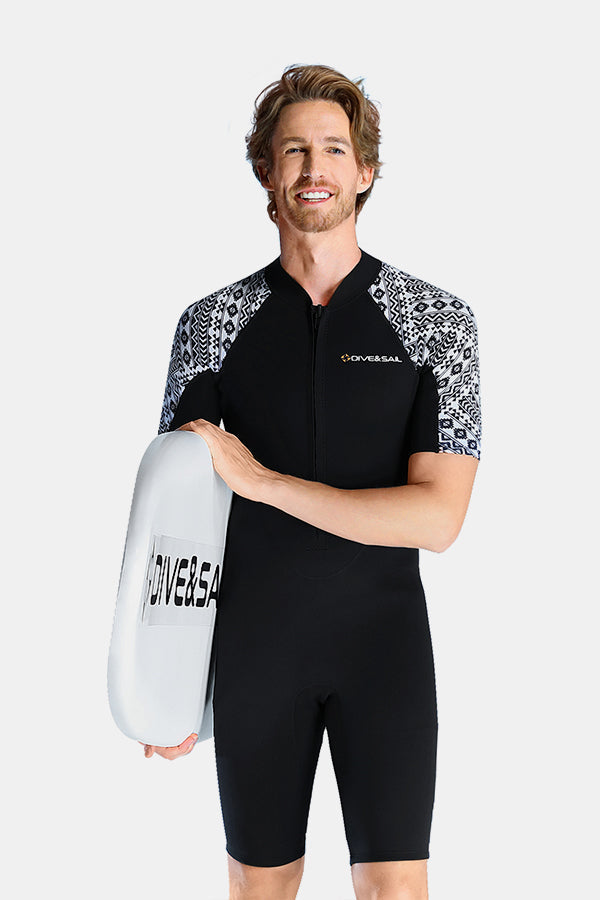 Cold-Proof And Warm One-Piece Short Sleeve 3MM Men's Wetsuit