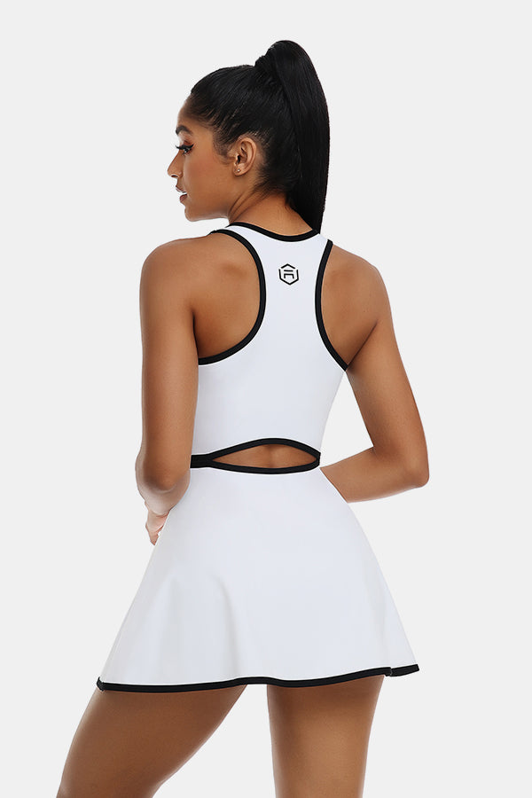 Robe de tennis robe d'entraînement avec short et soutien-gorge intégré sans manches