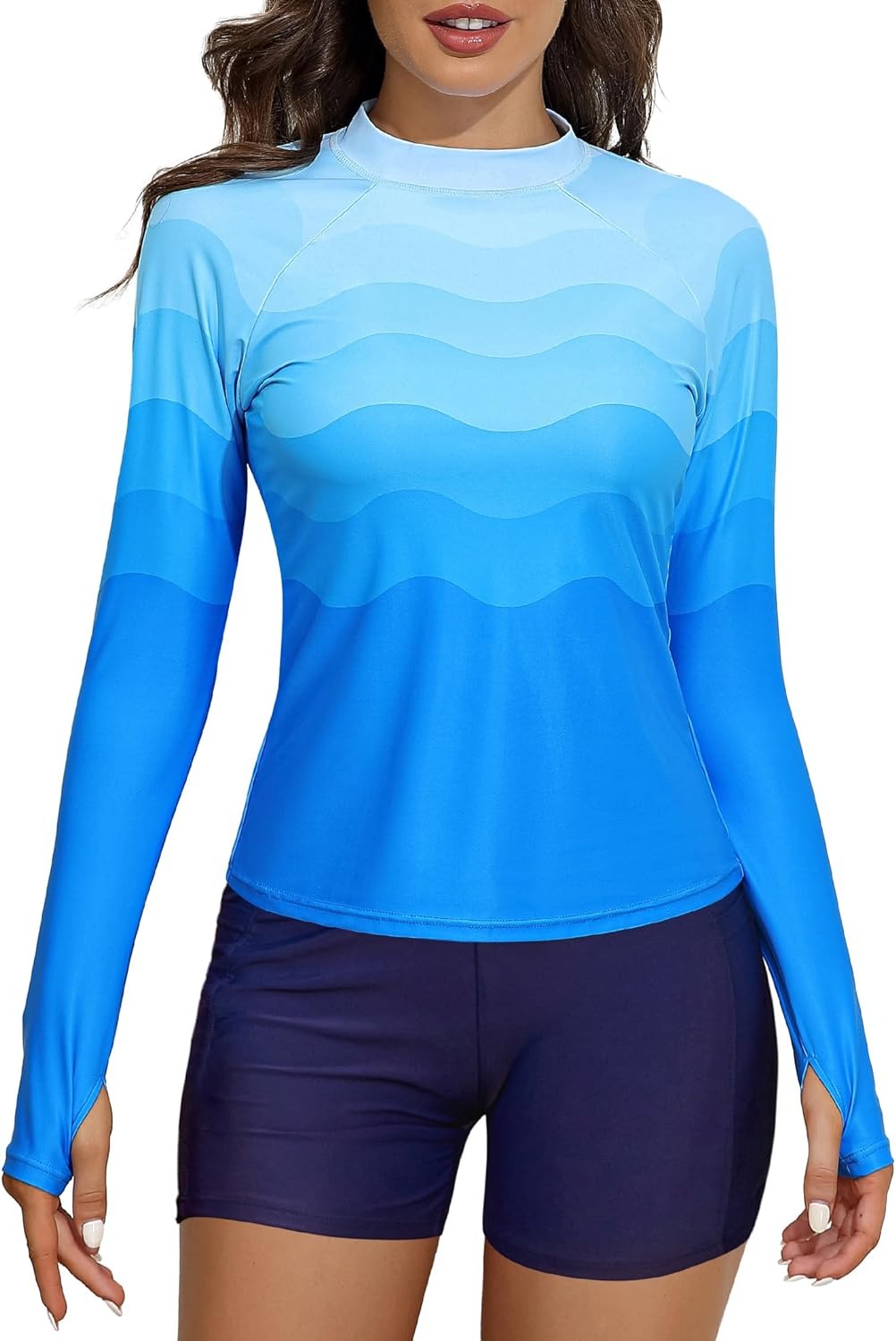 UV Sun Water ripple Lightweight Printed Shirts with Thumb Holes