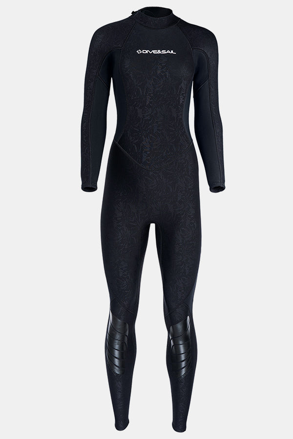 Women's Long Sleeve One-Piece 3MM Black Wetsuit UPF 50+