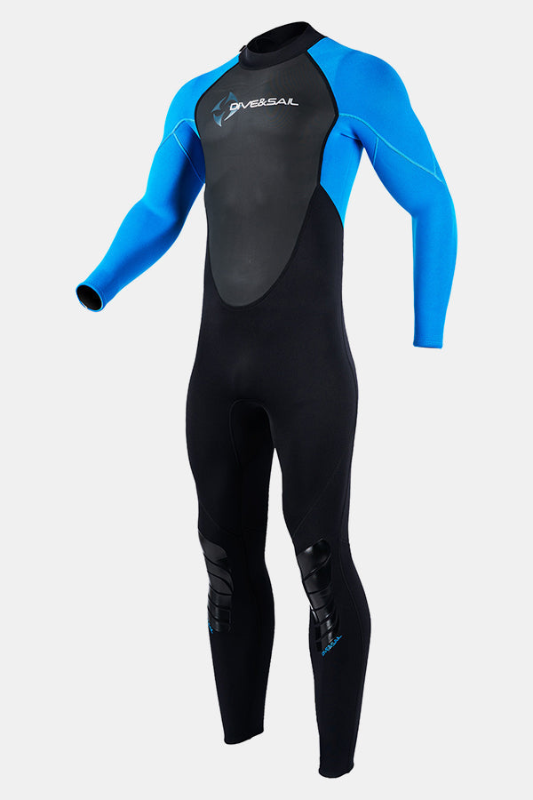 Premium 3mm Men's One-Piece Warmth and Cold-Proof Blue Wetsuit