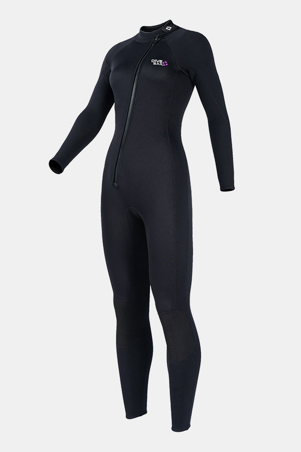 1,5 mm oblique à fermeture éclair avant surf à surfer sur un costume de plongée en une seule pièce à l'épreuve du froid pour les femmes