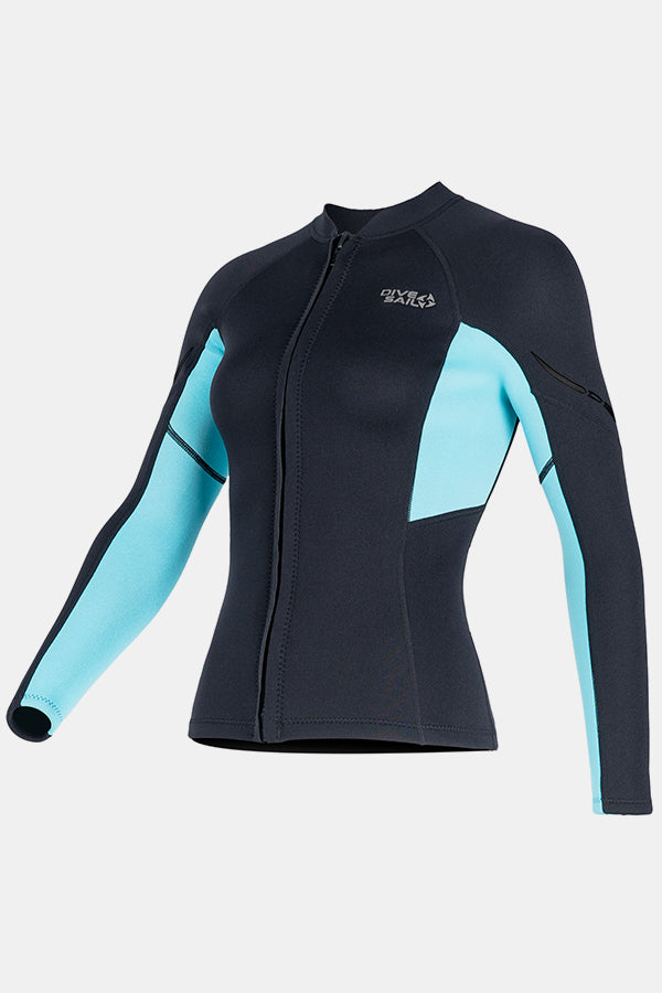 Women's 1.5MM Long-Sleeve Split Top Cold-Proof and Warm Wetsuit