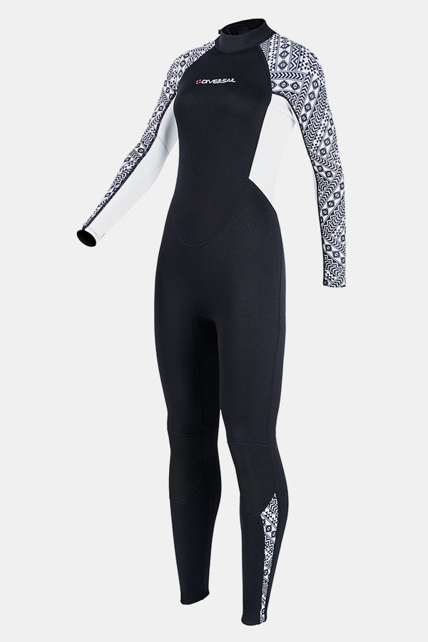 One-Piece Long Sleeve Geometric Pattern Thickened Warm Protective 3MM Wetsuit