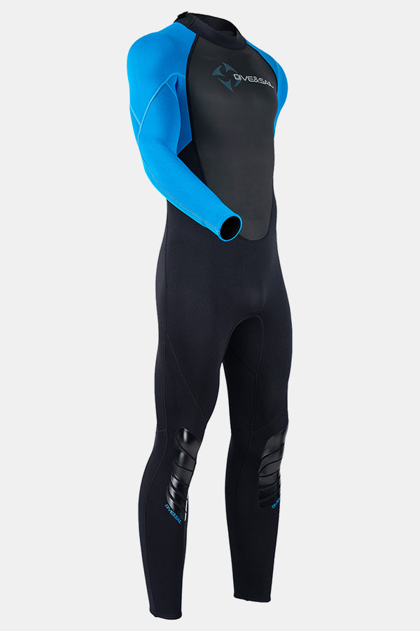 Premium 3mm Men's One-Piece Warmth and Cold-Proof Blue Wetsuit