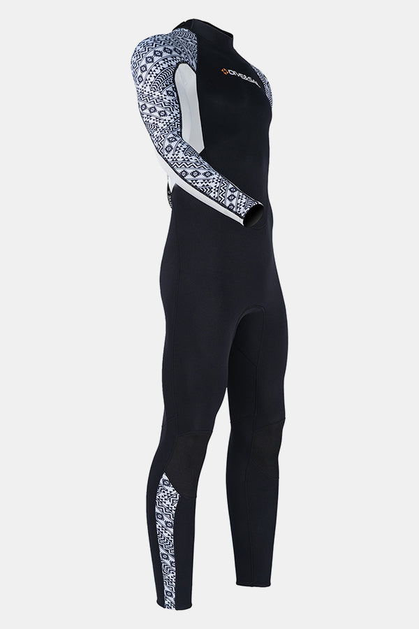 One-Piece Long Sleeve Geometric Pattern Thickened Warm Protective 3MM Wetsuit (Men's)