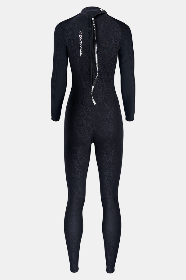 Women's Long Sleeve One-Piece 3MM Black Wetsuit UPF 50+