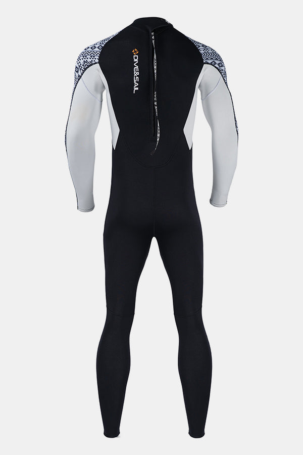 One-Piece Long Sleeve Geometric Pattern Thickened Warm Protective 3MM Wetsuit (Men's)