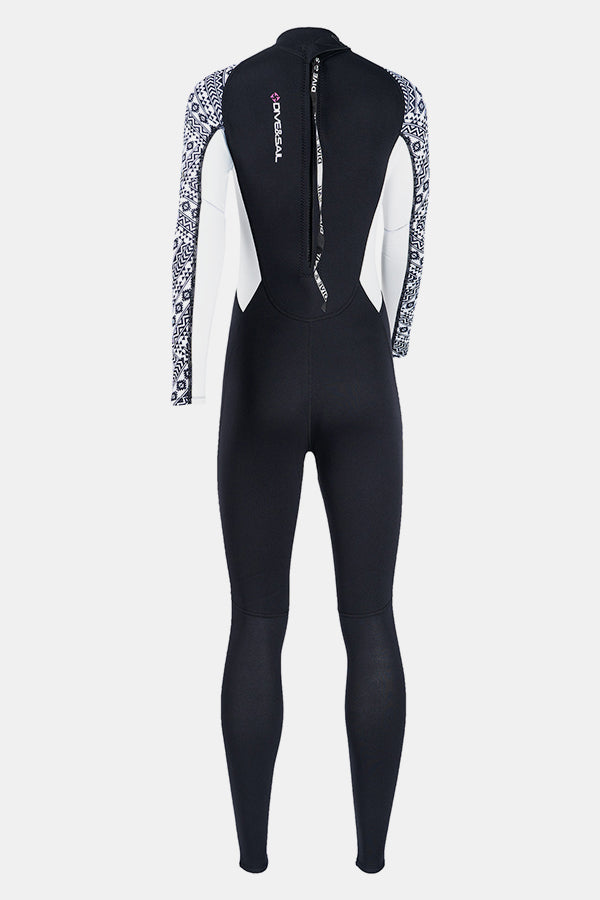 One-Piece Long Sleeve Geometric Pattern Thickened Warm Protective 3MM Wetsuit