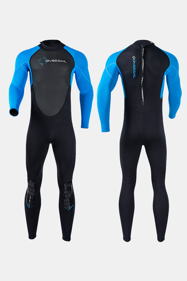 Premium 3mm Men's One-Piece Warmth and Cold-Proof Blue Wetsuit