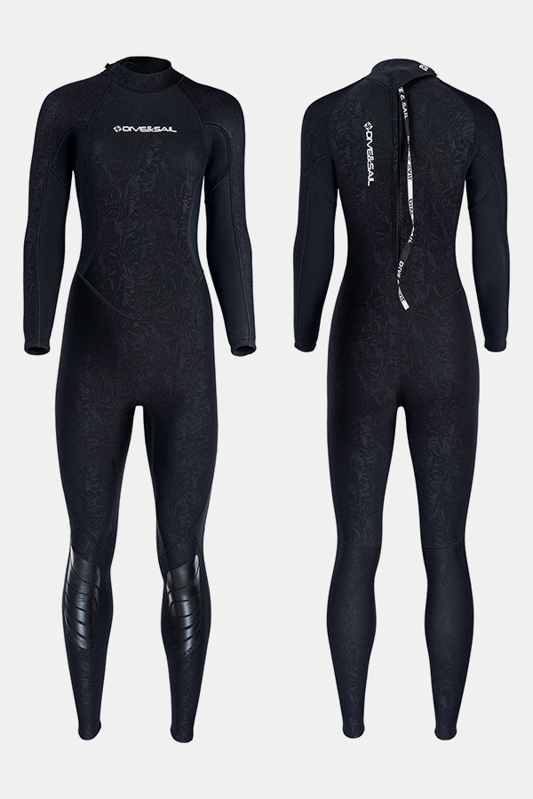 Women's Long Sleeve One-Piece 3MM Black Wetsuit UPF 50+