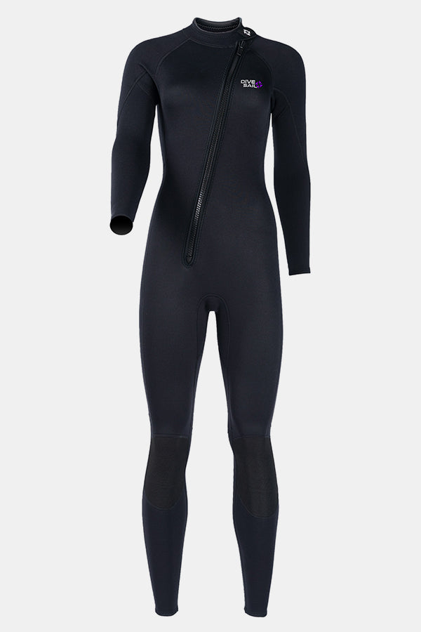 Long Sleeve One-Piece Black Wetsuit for Sun Protection