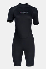 Cold-Proof And Warm One-Piece Short Sleeve 3MM Women's Black Wetsuit