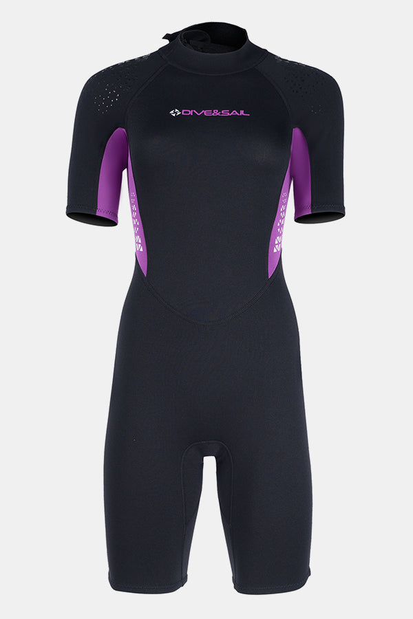 Women's 1.5MM Back Zipper One-Piece Short Sleeve Cold-Proof And Warm Wetsuit