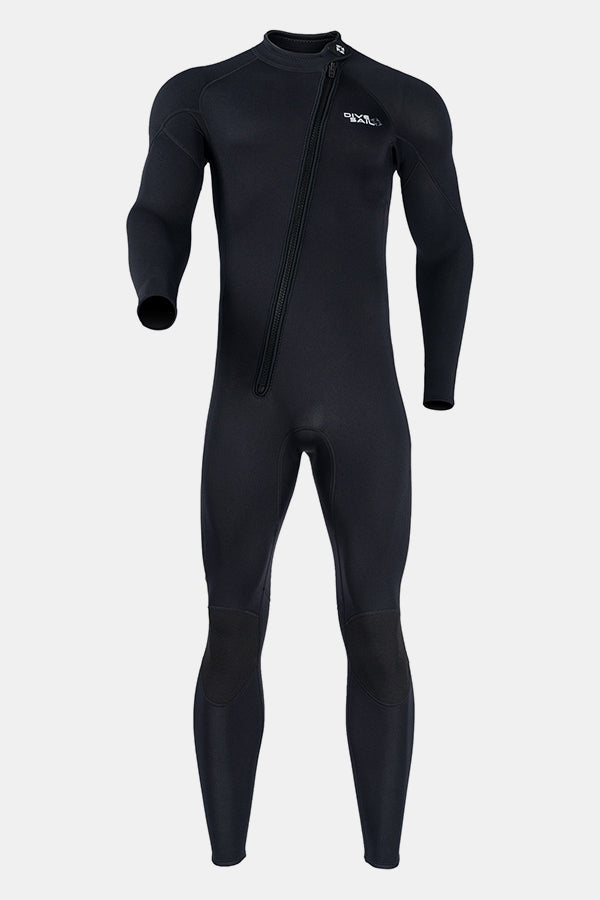 Men's Long Sleeve One-Piece Black Wetsuit for Sun Protection