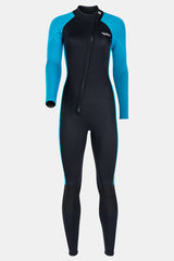 Women's Long Sleeve One-Piece Blue Wetsuit for Sun Protection