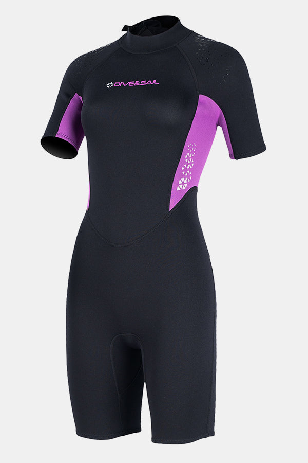 Women's 1.5MM Back Zipper One-Piece Short Sleeve Cold-Proof And Warm Wetsuit