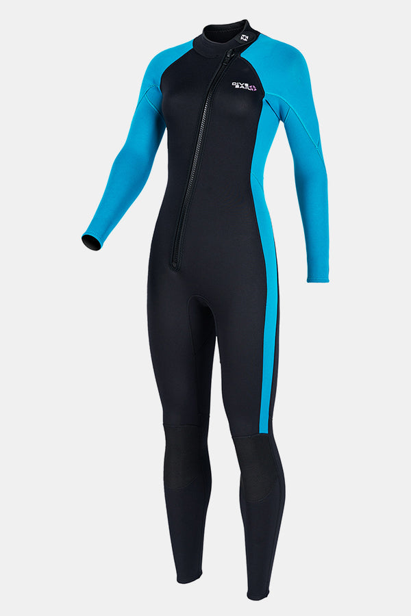 Women's Long Sleeve One-Piece Blue Wetsuit for Sun Protection