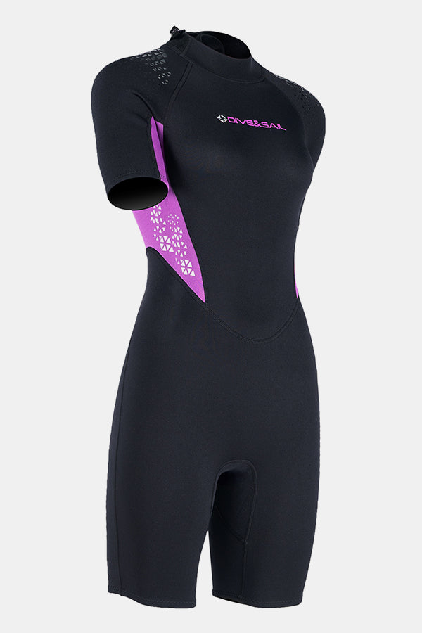Women's 1.5MM Back Zipper One-Piece Short Sleeve Cold-Proof And Warm Wetsuit