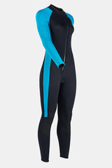 Women's Long Sleeve One-Piece Blue Wetsuit for Sun Protection