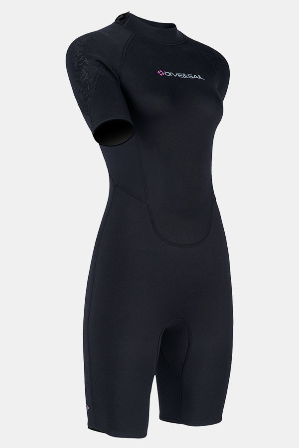 Cold-Proof And Warm One-Piece Short Sleeve 3MM Women's Black Wetsuit