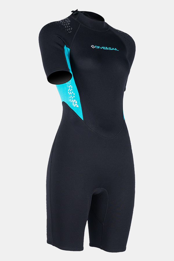 Women's 1.5MM One-Piece Short Sleeve Cold-Proof And Warm Blue Wetsuit