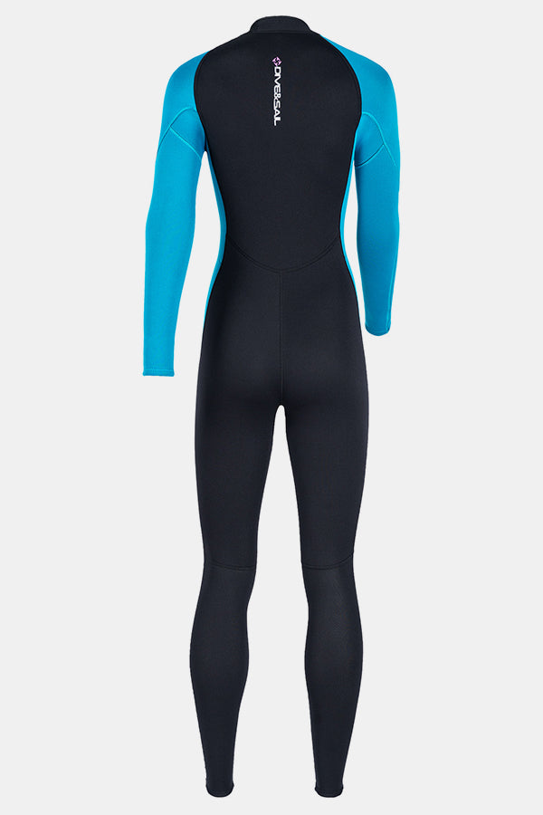 Women's Long Sleeve One-Piece Blue Wetsuit for Sun Protection